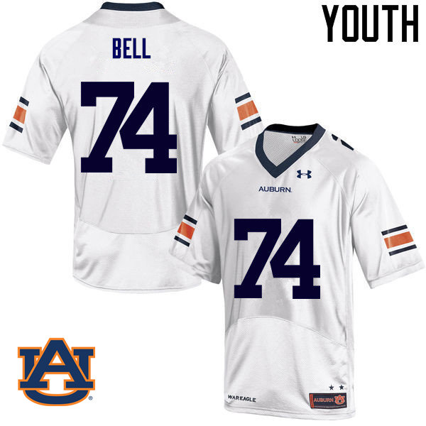Youth Auburn Tigers #74 Wilson Bell College Football Jerseys Sale-White